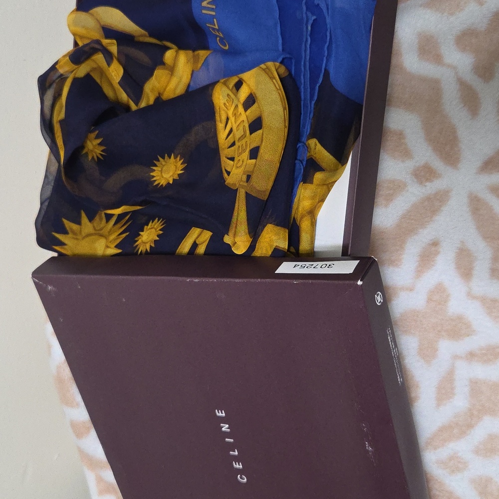 Celine Chain Vintage Blue and Yellow Scarf